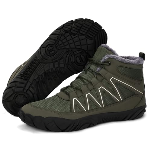 RUYI Winter Barfußschuhe Damen Herren Barfussschuhe Warm Gefüttert Winterschuhe Wasserabweisend Traillaufschuhe Bequem Winterstiefel mit Breite Zehenbox von RUYI