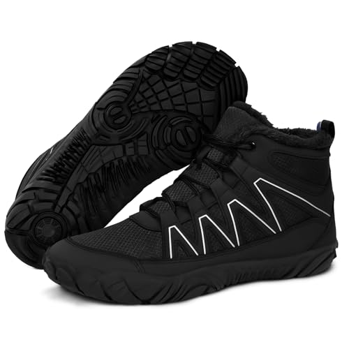 RUYI Winter Barfußschuhe Damen Herren Barfussschuhe Warm Gefüttert Winterschuhe Wasserabweisend Traillaufschuhe Bequem Winterstiefel mit Breite Zehenbox von RUYI