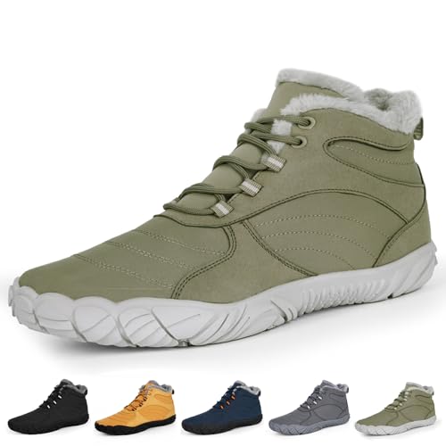 RUYI Winter Barfußschuhe Damen Herren Barfussschuhe Warm Gefüttert Winterschuhe Wasserabweisend Traillaufschuhe Bequem Winterstiefel mit Breite Zehenbox von RUYI
