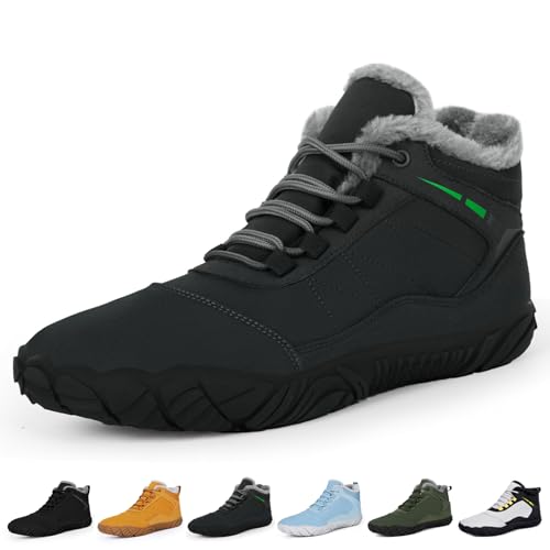 RUYI Winter Barfußschuhe Damen Herren Barfussschuhe Warm Gefüttert Winterschuhe Wasserabweisend Traillaufschuhe Bequem Winterstiefel mit Breite Zehenbox von RUYI