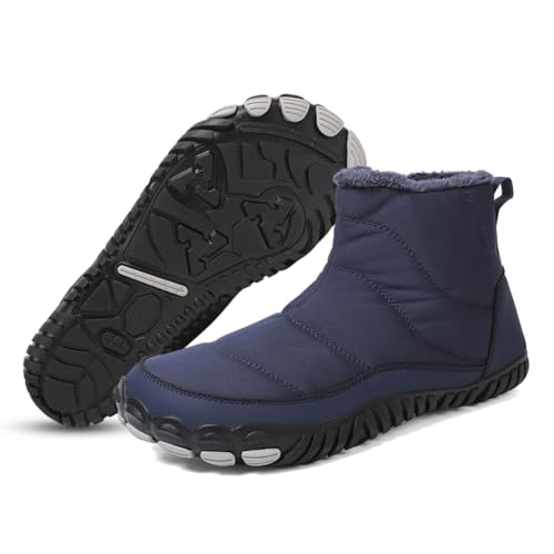 RUYI Winter Barfußschuhe Damen Herren Winterstiefel Wasserabweisend Barfussschuhe Warm Gefütterte Winterschuhe Bequem Schneestiefel mit Breite Zehenbox von RUYI