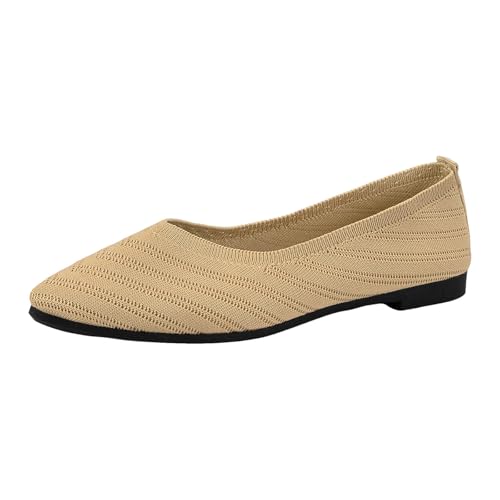 RUYUUEQ Damen Ballerinas Elegant Slip On Knit Schuhe Flache Barfuß Ballerina Runde Zehe Barfußschuhe Bequem Weich Leicht von RUYUUEQ