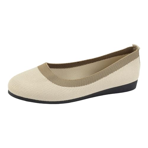 RUYUUEQ Damen Ballerinas Elegant Slip On Knit Schuhe Flache Barfuß Ballerina Runde Zehe Barfußschuhe Bequem Weich Leicht von RUYUUEQ