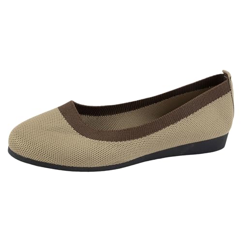 RUYUUEQ Damen Ballerinas Elegant Slip On Knit Schuhe Flache Barfuß Ballerina Runde Zehe Barfußschuhe Bequem Weich Leicht von RUYUUEQ