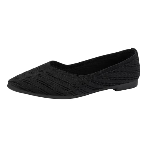 RUYUUEQ Damen Ballerinas Elegant Slip On Knit Schuhe Flache Barfuß Ballerina Runde Zehe Barfußschuhe Bequem Weich Leicht von RUYUUEQ
