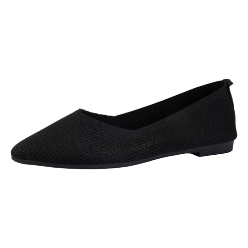 RUYUUEQ Damen Ballerinas Elegant Slip On Knit Schuhe Flache Barfuß Ballerina Runde Zehe Barfußschuhe Bequem Weich Leicht von RUYUUEQ