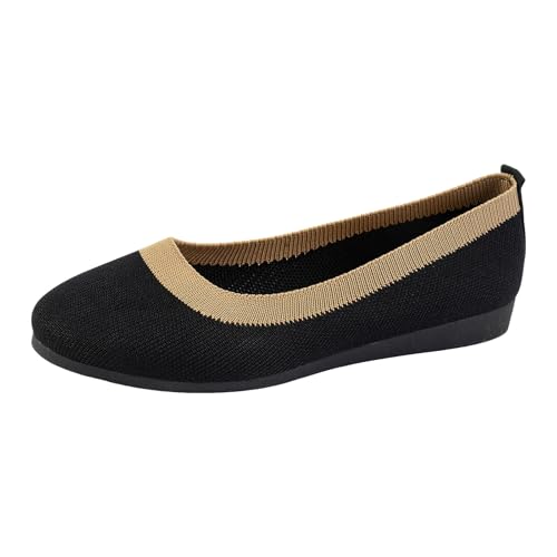 RUYUUEQ Damen Ballerinas Elegant Slip On Knit Schuhe Flache Barfuß Ballerina Runde Zehe Barfußschuhe Bequem Weich Leicht von RUYUUEQ