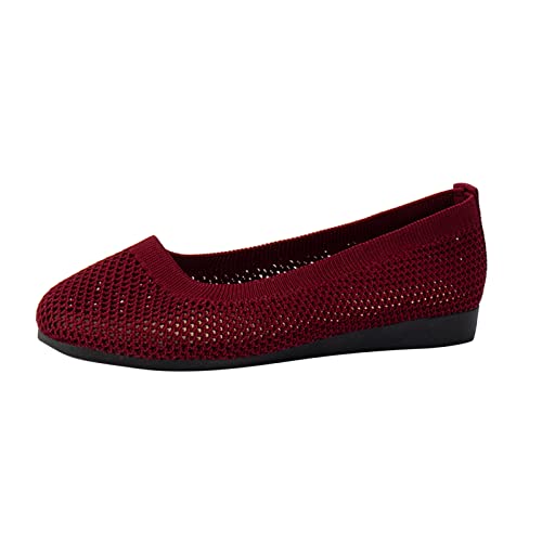 RUYUUEQ Damen Ballerinas Elegant Slip On Knit Schuhe Flache Barfuß Ballerina Runde Zehe Barfußschuhe Bequem Weich Leicht von RUYUUEQ