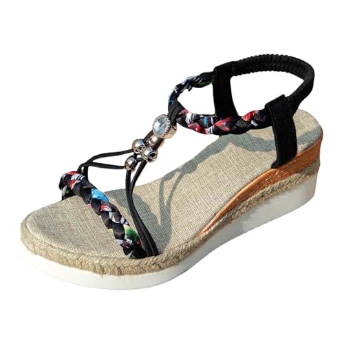 RUYUUEQ Damen Sommer Sandalen mit Strass Perlen Frauen Bohemian Sandals Freizeit Strand Sandalette Plattform Flip Flops RUYUUEQ Damen Sommer Sandalen mit Strass Perlen Frauen Bohemian Sandals Freizeit Strand Sandalette Plattform Flip Flops von RUYUUEQ
