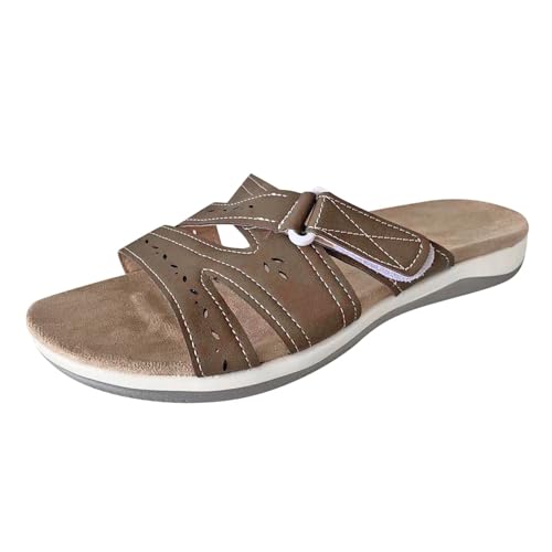 Sandalen Damen Sommer - PU-Leder Flip Flops Elegante Flache Sandalen Hausschuhe Pantoletten Orthopädische Hausschlappen Sommerlatschen Freizeit Strandschuhe Peep Toe Schlappen Sandalen Damen Sommer - PU-Leder Flip Flops Elegante Flache Sandalen Hausschuhe Pantoletten Orthopädische Hausschlappen Sommerlatschen Freizeit Strandschuhe Peep Toe Schlappen von RUYUUEQ