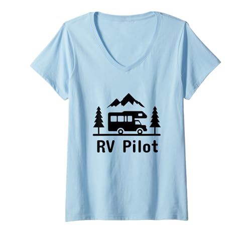 Damen RV Pilot Camping Wohnmobil Road Trip Camper T-Shirt mit V-Ausschnitt Damen RV Pilot Camping Wohnmobil Road Trip Camper T-Shirt mit V-Ausschnitt von RV Pilot - Camping Apparel & Gifts