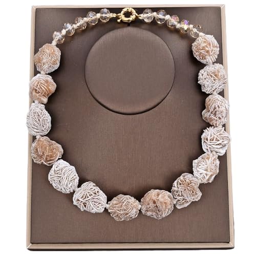 RVBLRDSE 20'' Desert Rose Selenite minerals clusters pocket rough beads choker Necklace for women hyperbole style von RVBLRDSE