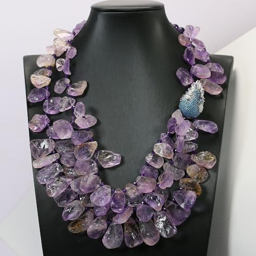 RVBLRDSE Rough Round Faceted Purple Amethyst Necklace Crystal Pave Connector Pendant For Women RVBLRDSE Rough Round Faceted Purple Amethyst Necklace Crystal Pave Connector Pendant For Women von RVBLRDSE