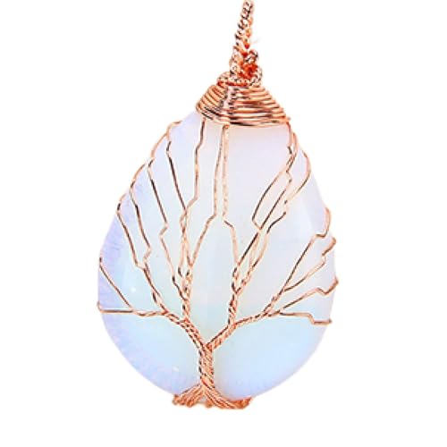 RVBLRDSE natural stone pendant 1 STÜCK Natürlicher Kristall Anhänger Baum des Lebens Mondform Stein Ornamente Quarz Schmuckstein for Männer Frauen Schmuck Geschenk von RVBLRDSE