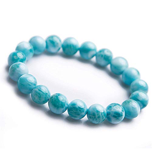 RVBLRDSE natural stone pendant 10mm Natürliche Larimar Armbänder for Frauen Männer Jahrestag Geburtstagsgeschenk Wasser Muster Kristall Schmuck Blauer Stein Edelstein Runde Perlen Armband AAAA von RVBLRDSE