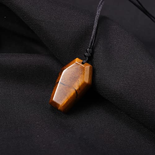 RVBLRDSE natural stone pendant 1pc Naturstein Ornamente Kristall Anhänger geschnitzte Halskette DIY Schmuck Handwerk Geschenk for Frauen oder Männer (Color : Tiger Eye 1.18in, Size : Taille unique) von RVBLRDSE