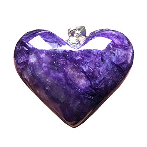 RVBLRDSE natural stone pendant 26x10mm Naturherz Charoite Kristall, lila Charoite Anhänger Schmuck for Frau Mann Perlen Stein 925 Silber Sterling Edelstein AAAAA von RVBLRDSE