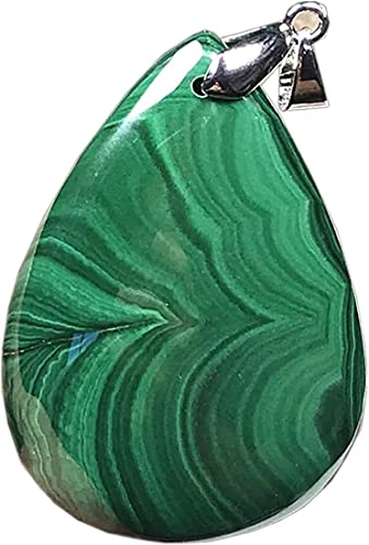 RVBLRDSE natural stone pendant Natürlicher grüner Malachit-Chrysokoll-Anhänger-Schmuck for Frauen-Dame-Männer, der Kristallstein 42x30x9mm Perlen-Silber-glücklicher Edelstein AAAAA heilt von RVBLRDSE