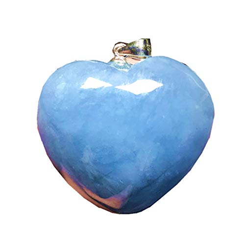 RVBLRDSE natural stone pendant Natürlicher ozeanblauer Aquamarin-Herz-Halsketten-Anhänger for Frauen Mann klarer Kristall 925 Silber 27 x 12 mm Perlen Stein Schmuck von RVBLRDSE