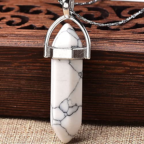 natural stone pendant 1 STÜCK Natürlicher Kristall Anhänger Stein Ornamente Probe Schmuck DIY Liebhaber Handarbeit Geschenke for Männer Frauen ( Color : White Turquoise , Size : 1pc 1.37-1.57in ) von RVBLRDSE