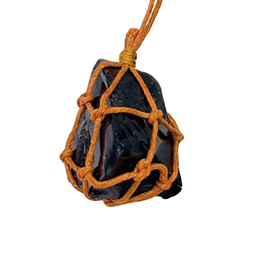 natural stone pendant 1 Stück natürlicher, rauer, roher Kristallstein-Anhänger, Edelstein-Wahrsagungswerkzeug, Schmuck, Halsketten-Anhänger for Damen und Herren ( Color : Obsidian , Size : 1pc 1.18-1. von RVBLRDSE