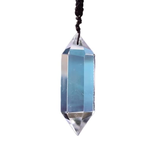 natural stone pendant Natürlicher Kristall-Anhänger-Schmuck mit doppeltem Punkt, heilendes Souvenir for Männer, Frauen, Schmuck, Geschenk, Mode, einfaches Amulett, Feng Shui-Dekoration ( Color : Clear von RVBLRDSE