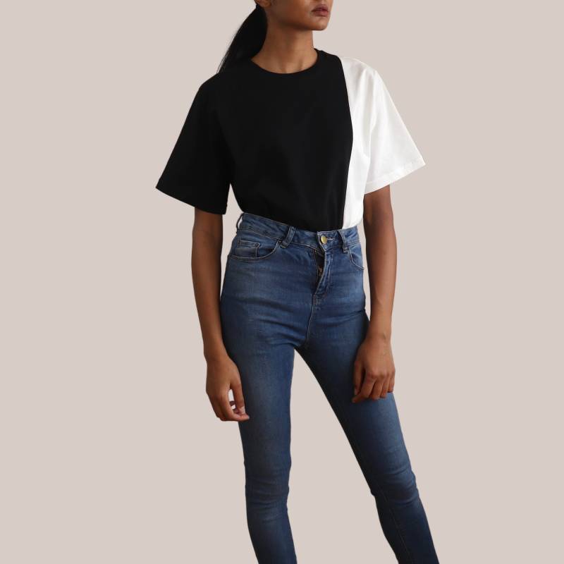 Monochromes T-Shirt Damen Uk - Schwarz Und Weiß 100% Bio-Baumwolle von RVBhudiaLondon