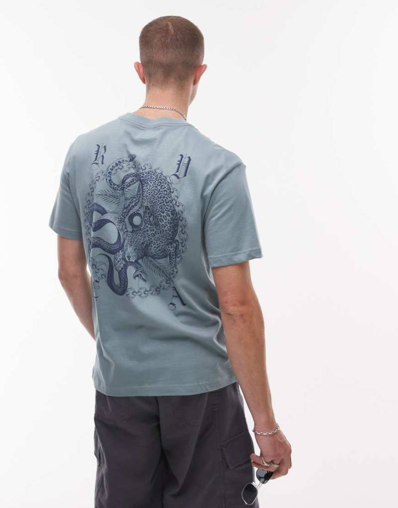 RVCA - Benj Battle - Kurzärmeliges T-Shirt in Bleigrau-Blau von RVCA