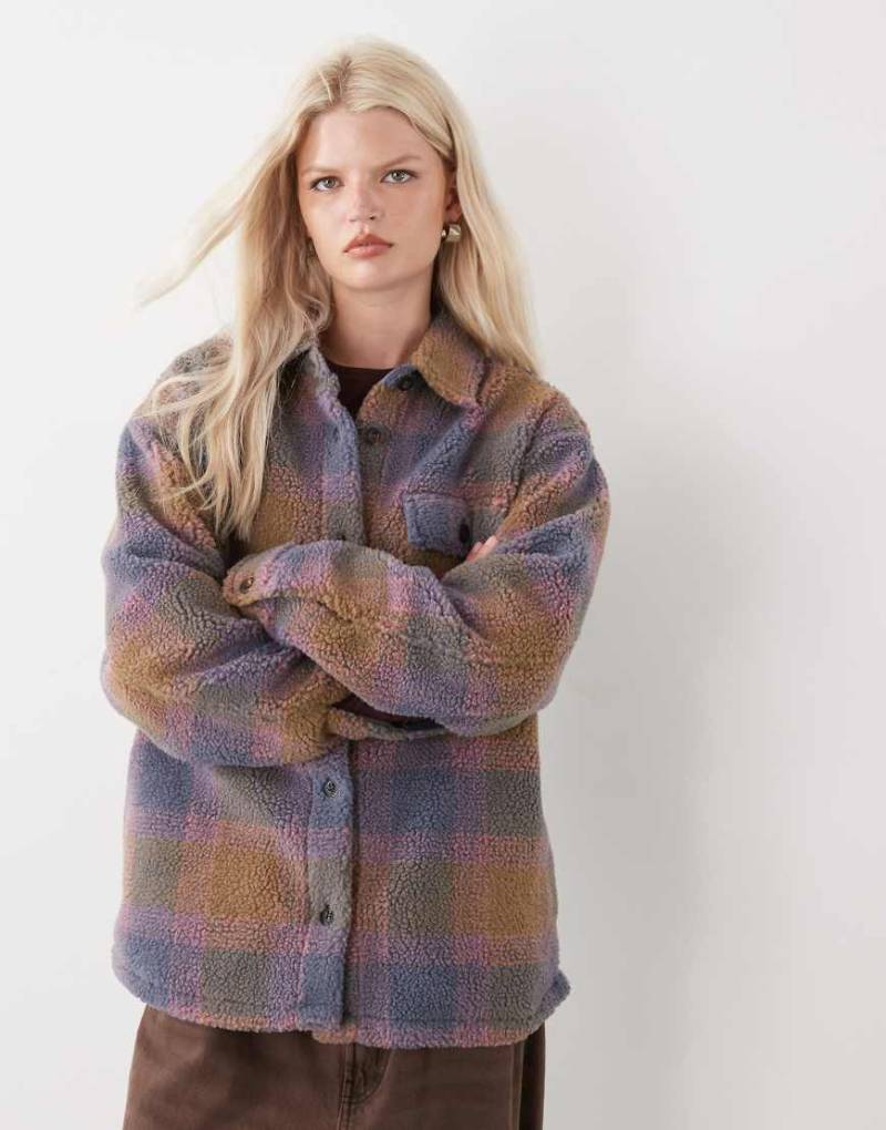 RVCA - Birdie - Jacke aus Teddyfleece in Steinbeige/Blau von RVCA