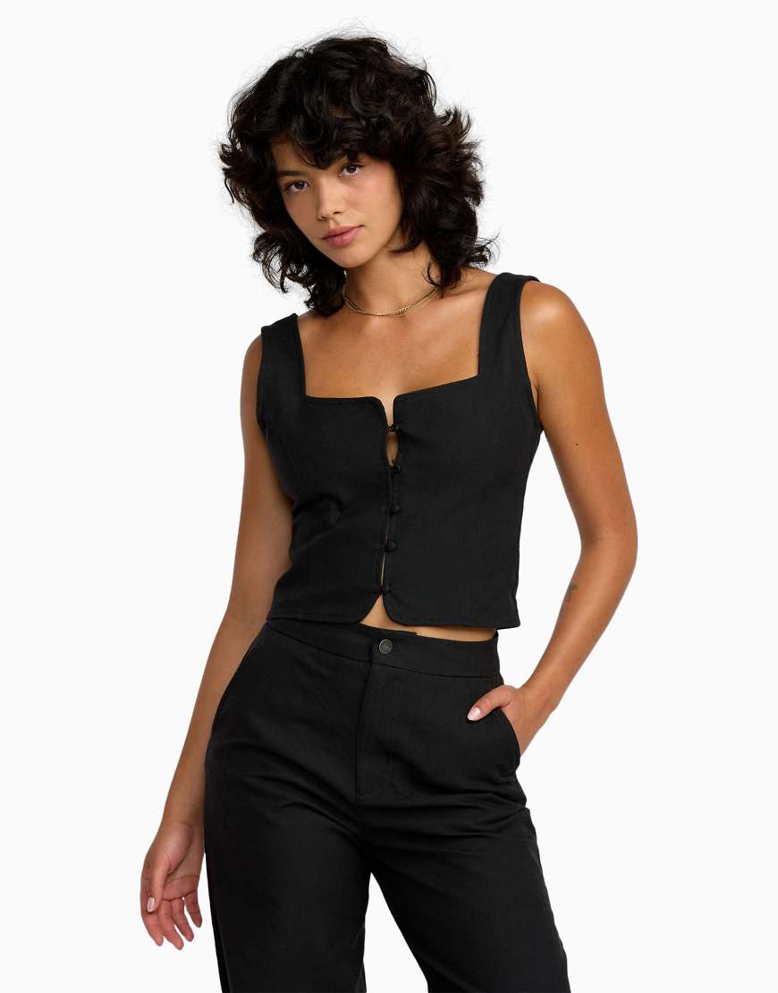 RVCA - Bonnie - Trägertop in RVCA-Schwarz mit Knopfleiste von RVCA