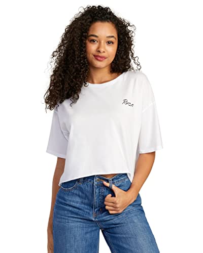 RVCA Damen T-Shirt, Scrypt/Weiß, Klein von RVCA