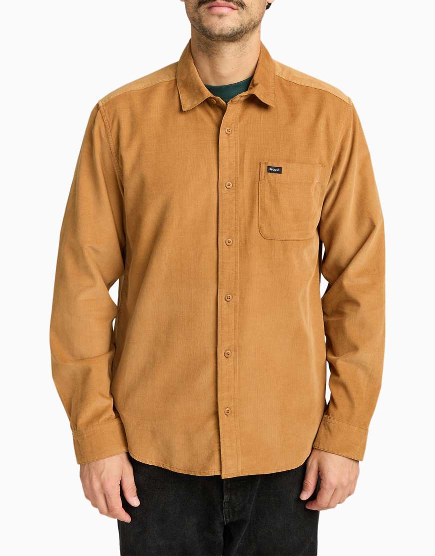 RVCA - Freeman - Langärmliges Hemd aus Cord in Camel-Brown von RVCA