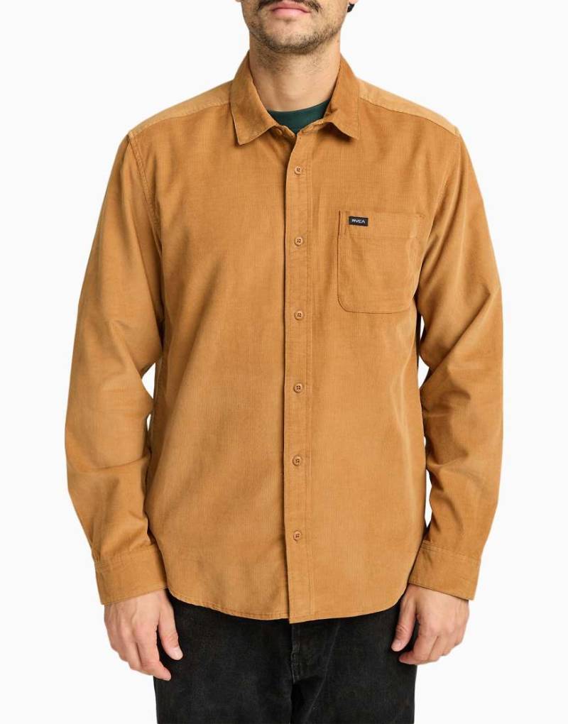 RVCA - Freeman - Langärmliges Hemd aus Cord in Camel-Brown von RVCA