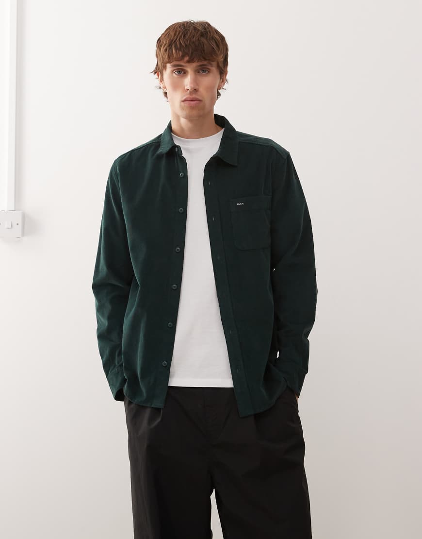 RVCA - Freeman - Langärmliges Hemd aus Cord in Lodengrün von RVCA