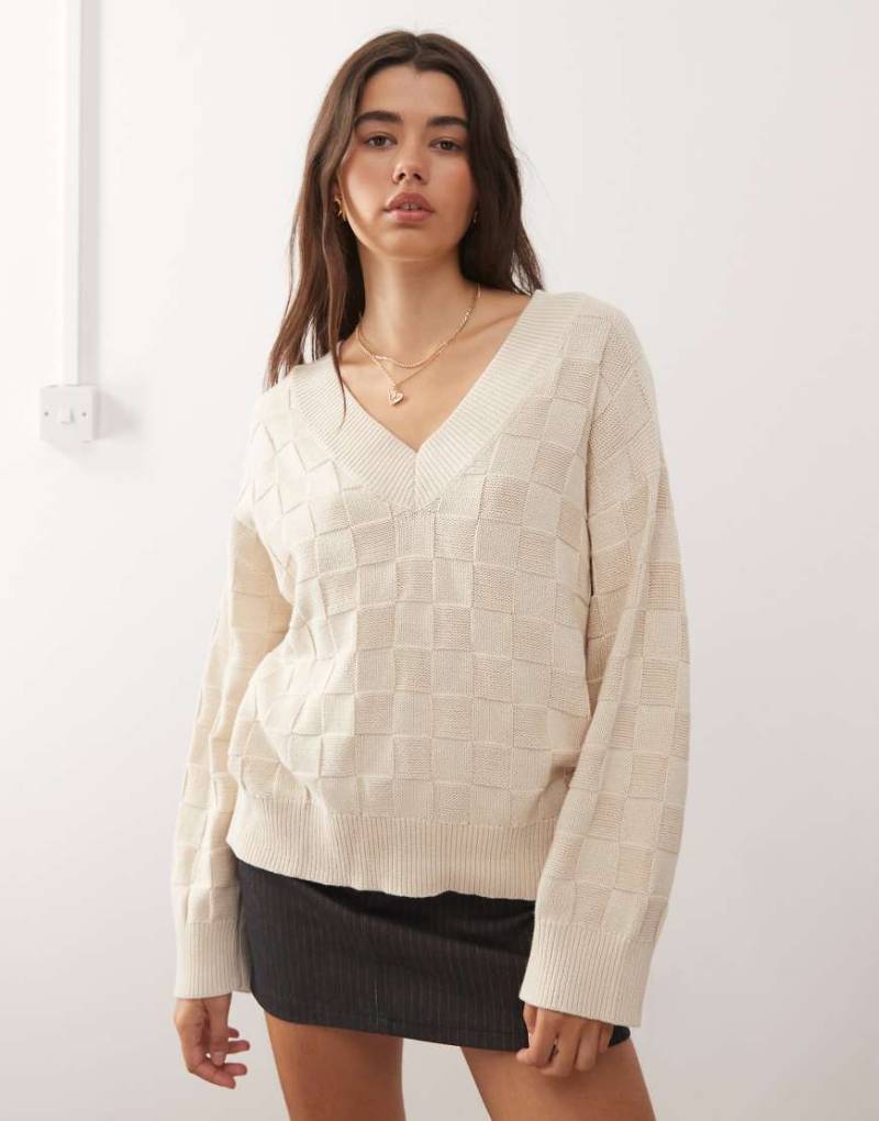 RVCA - Harmony - Pullover in Sand mit V-Ausschnitt-Lila von RVCA