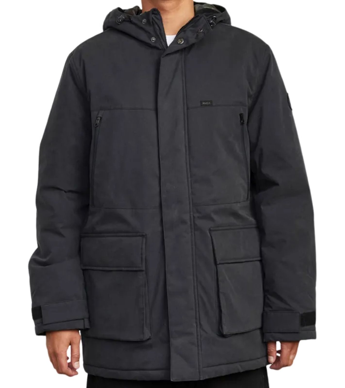 RVCA Herren Patrol 2 Winter-Parka Baumwoll-Jacke mit Kapuze Winter-Jacke U1JKRO 4444 Schwarz von RVCA