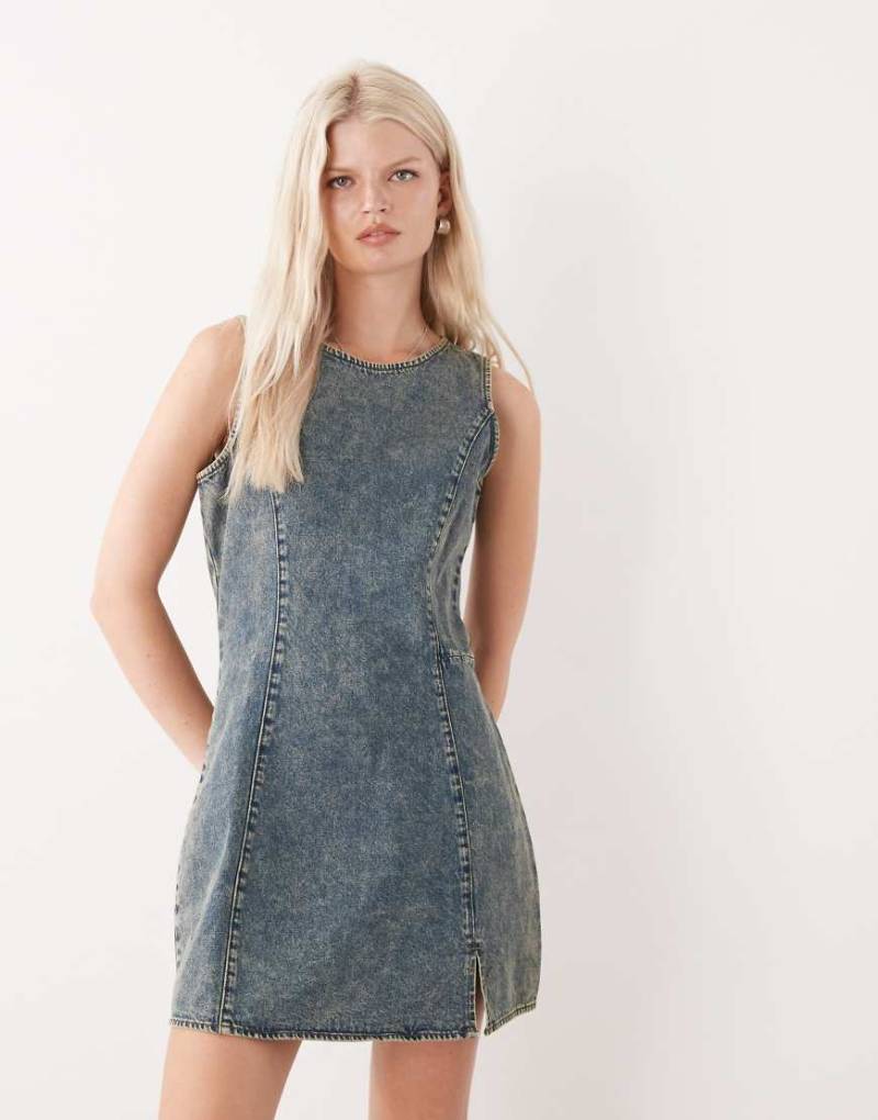 RVCA - Jessie - Minikleid in staubig blauer Waschung von RVCA