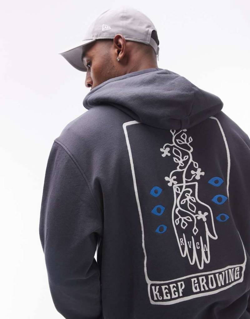 RVCA - Kapuzenpullover in Garagenblau mit „Keep Growing"-Print von RVCA