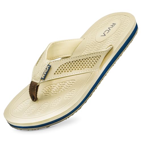 RVCA Perforierte T-Steg-Sandalen – atmungsaktive, gepolsterte und langlebige Schuhe, Helles Hellbraun, 44.5 EU von RVCA