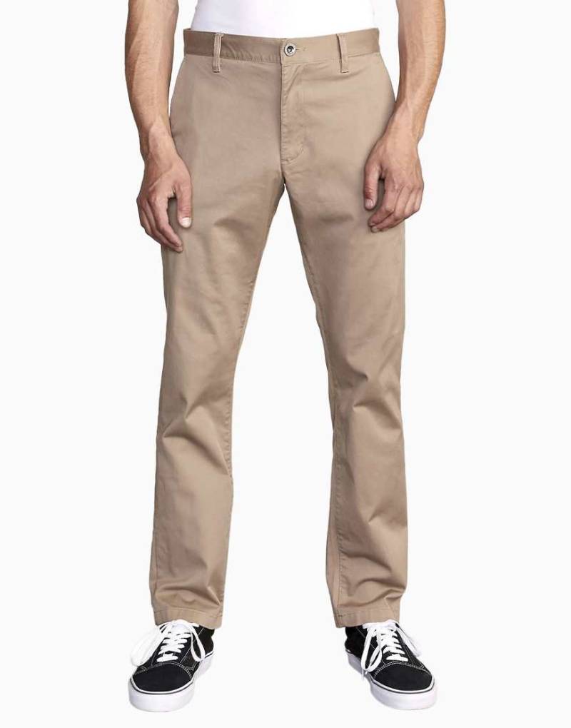 RVCA - The Weekend - Gerade geschnittene Stretch-Hose in dunklem Khaki-Grau von RVCA