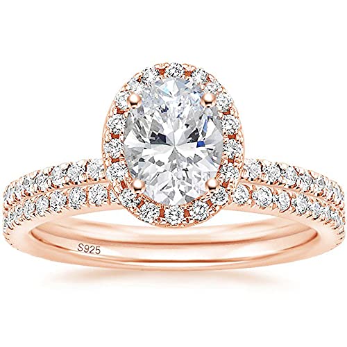 1,5CT Sterling Silber Silber Kubikzirkonia Brautringe Sets Oval Cut CZ Verlobungsringe Ehering für Frauen Größe 3-13 1,5CT Sterling Silber Silber Kubikzirkonia Brautringe Sets Oval Cut CZ Verlobungsringe Ehering für Frauen Größe 3-13 von RVHAOODI