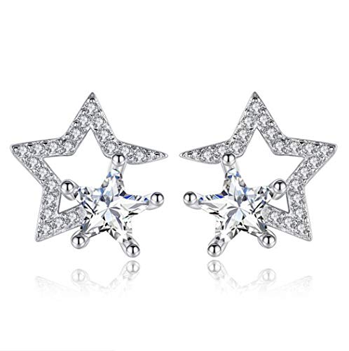 1 Paar Frauen Girls Ohrringe Silber Bling Kubik Zirkonia Einfache Stars Mode Ohrringe perfekt als Geschenke von RVHAOODI