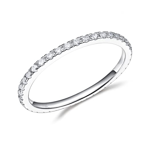 2 mm Sterling Silber Silber Ehering Ehere Kubikzirkonia Halbheit Stapelstapeler Verlobungsring Größe 3-13, Metall, Kubikzirkonia von RVHAOODI