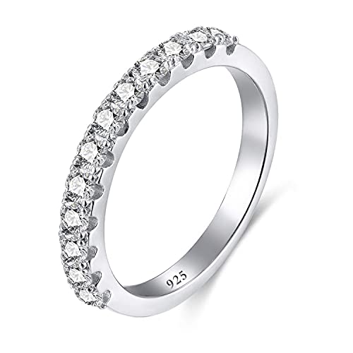 2mm Sterling Silber Silber Ehering Ehering Cubic Zirkonia Halb Eternity Stapelable Ringgröße 3-13 von RVHAOODI