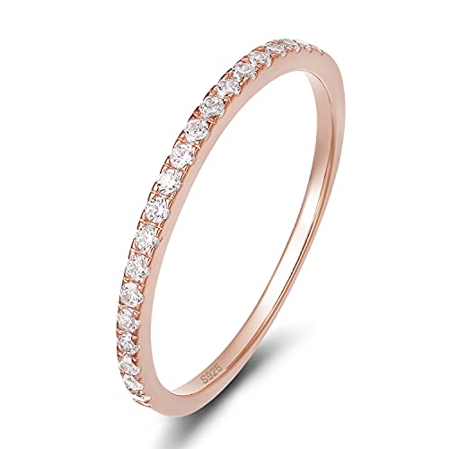 2mm Sterling Silber Silber Ehering Ehering Cubic Zirkonia Halb Eternity Stapelable Ringgröße 3-13 von RVHAOODI