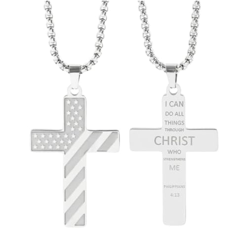 Amerikanische Flagge Halskette für Männer, inspirierende Hip -Hop -Vers Schriftzug, amerikanische Flagge Kreuzkette für Männer 4. Juli Geburtstag Halskette Amerikanische Flagge Halskette für Männer, inspirierende Hip -Hop -Vers Schriftzug, amerikanische Flagge Kreuzkette für Männer 4. Juli Geburtstag Halskette von RVHAOODI