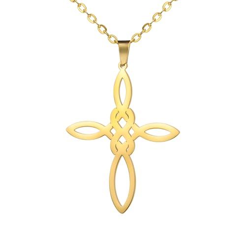 Amulette Ewiger Knoten keltischer Kreuz Halskette für Menschen, Religion Jesus keltischer Kreuz Anhänger - Keltische Kreuzkette der Männer, Irish Cross Halskette Frauen Geburtstag Weihnachten von RVHAOODI