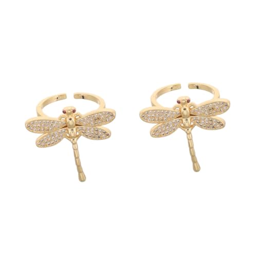 Dragonfly die funkelnden Hochzeitsfinger Ring Chunky für Coquette Frauen Ringe Zirkon goldener Schmuck von RVHAOODI