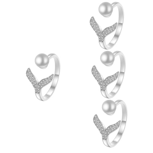 Kreativer Fingerring Sterling Silber Mode tierische Meerjungfrau Schwanzringe für Frauen Nachahmung Perlen Schmuck Schmuck von RVHAOODI