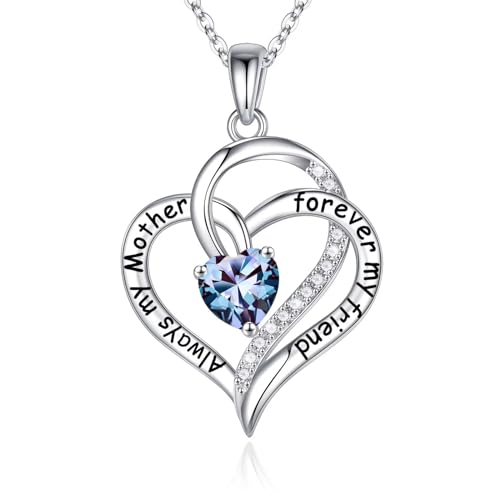 Mom Gifts Mom Birthstone Necklaces, Sterling Heart Pendant Birthstone Necklace for Mom, Sterling, Created Alexandrite von RVHAOODI